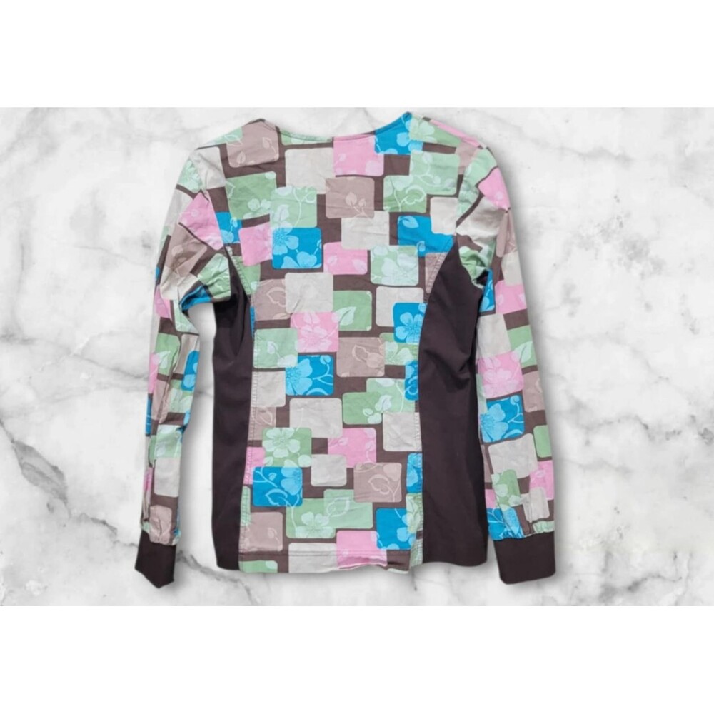 Vintage 90s Y2K Cherokee Women's S Long Sleeve Zip Up Shirt Floral Hibiscus